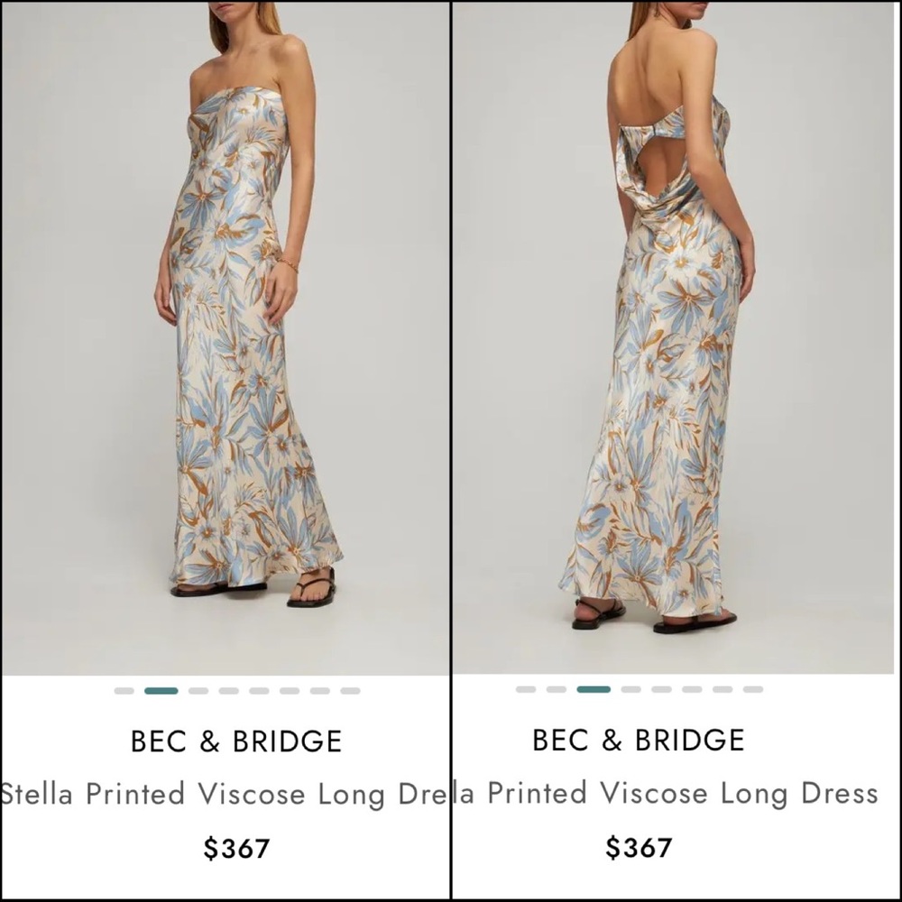 NWT BEC & BRIDGE strapless cutout back silky maxi dress - Picture 2 of 8